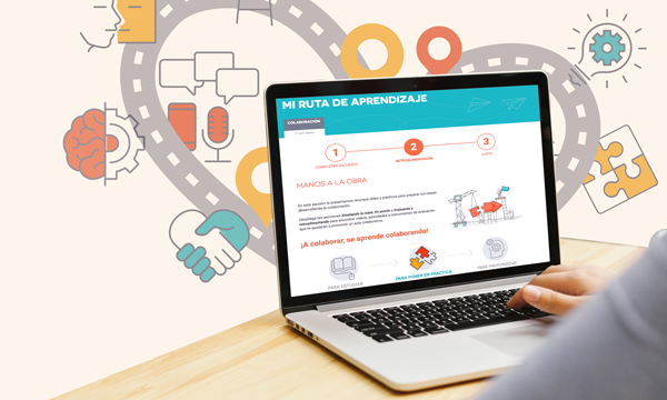 herramienta que fomenta la colaboración En una pantalla de computador se muestra la interfaz de la nueva herramienta de educarchileUna persona muestra la pantalla de la