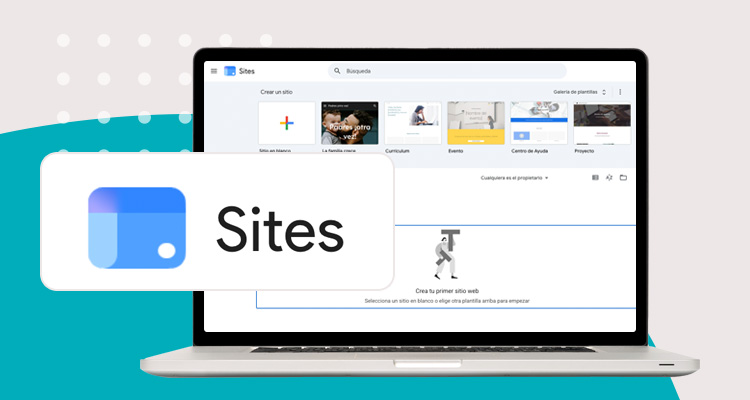 Logotipo de herramienta digital Google Sites y pantallazo de su sitio web