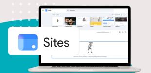 Logotipo de herramienta digital Google Sites y pantallazo de su sitio web