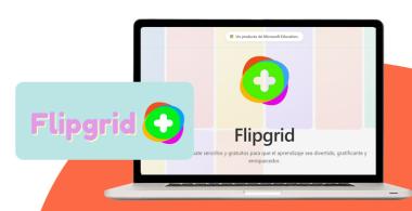 Logotipo de herramienta digital Flipgrid y pantallazo de su sitio web