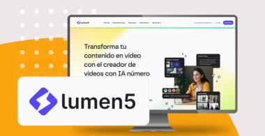 Logotipo de herramienta digital Lumen5 y pantallazo de su sitio web