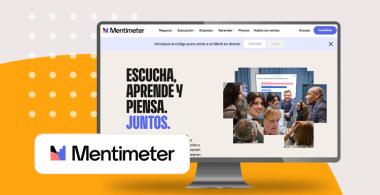 Logotipo de herramienta digital Mentimeter y pantallazo de su sitio web