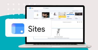Logotipo de herramienta digital Google Sites y pantallazo de su sitio web